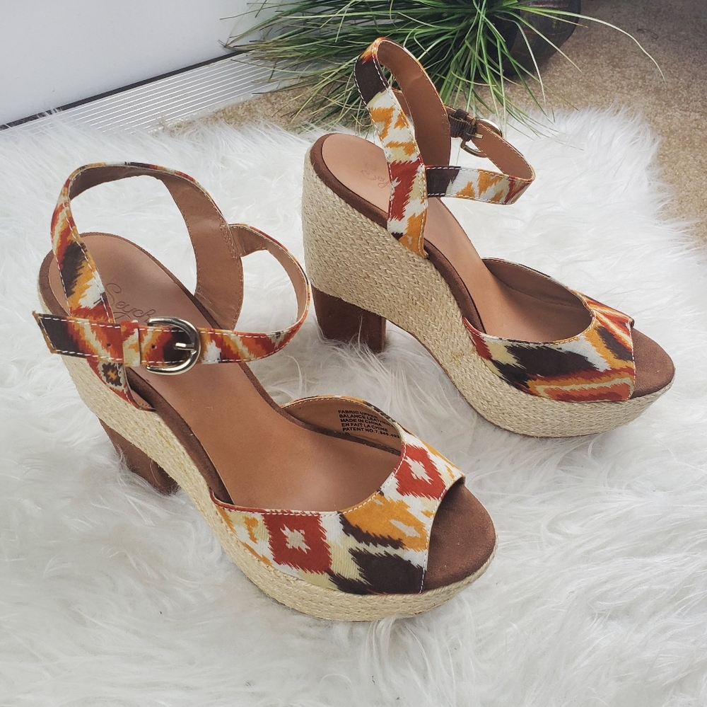 Seychelles Sandals Stacked Heel Strappy Casual Retro - Picture 4 of 7